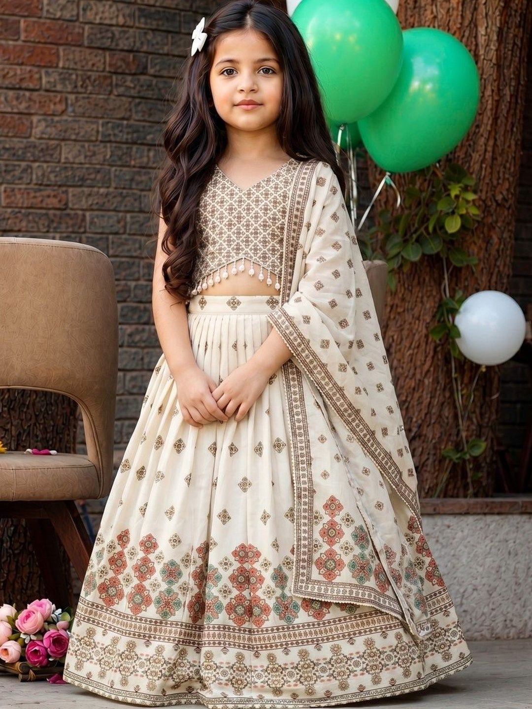 Sangria Girls Printed Ready to Wear Lehenga & Blouse With Dupatta-image-9