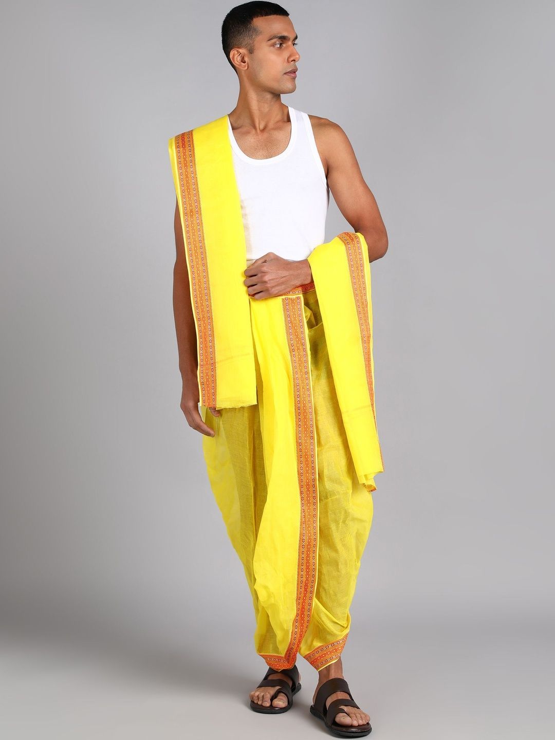 Shree shyam Handloom Men Embroidered Cotton Dhoti Dhotis-picture-15