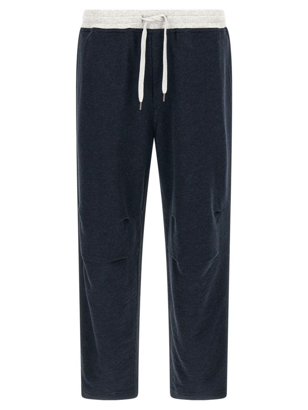 Blue Cotton Blend Solid Joggers-image-41