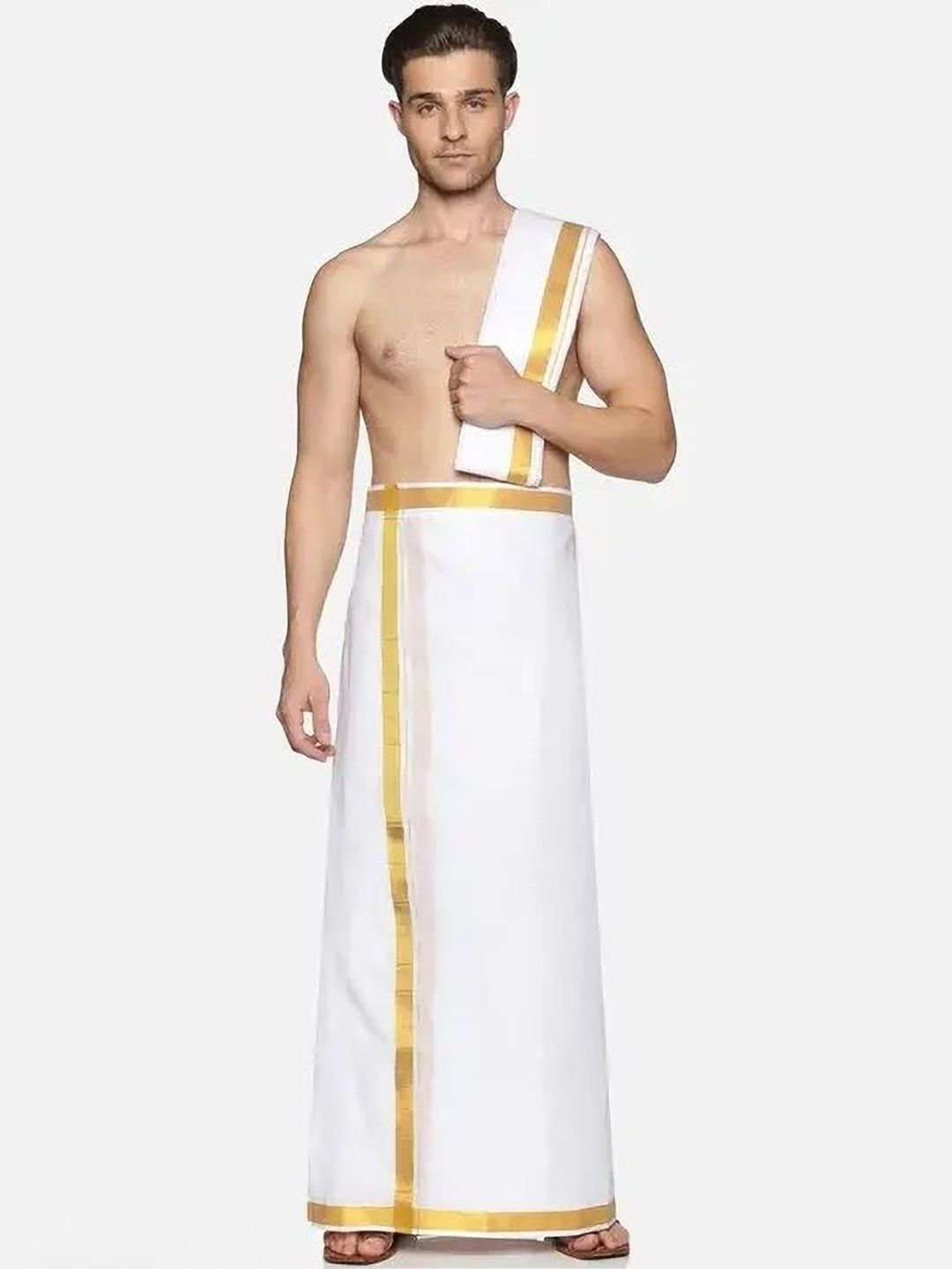 Shree shyam Handloom Men Striped Cotton Dhoti Dhotis-picture-40