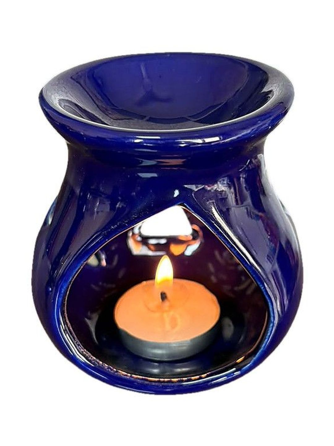 VIBHSA Blue Ceramic Aroma Oil Diffuser With Candle-image-20