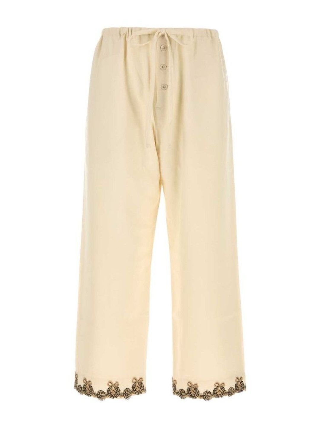 Beige Embroidered Joggers-image-16