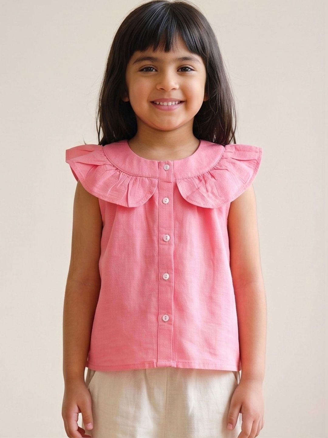 Campana Peter Pan Collar Ruffles Cotton Top-picture-52
