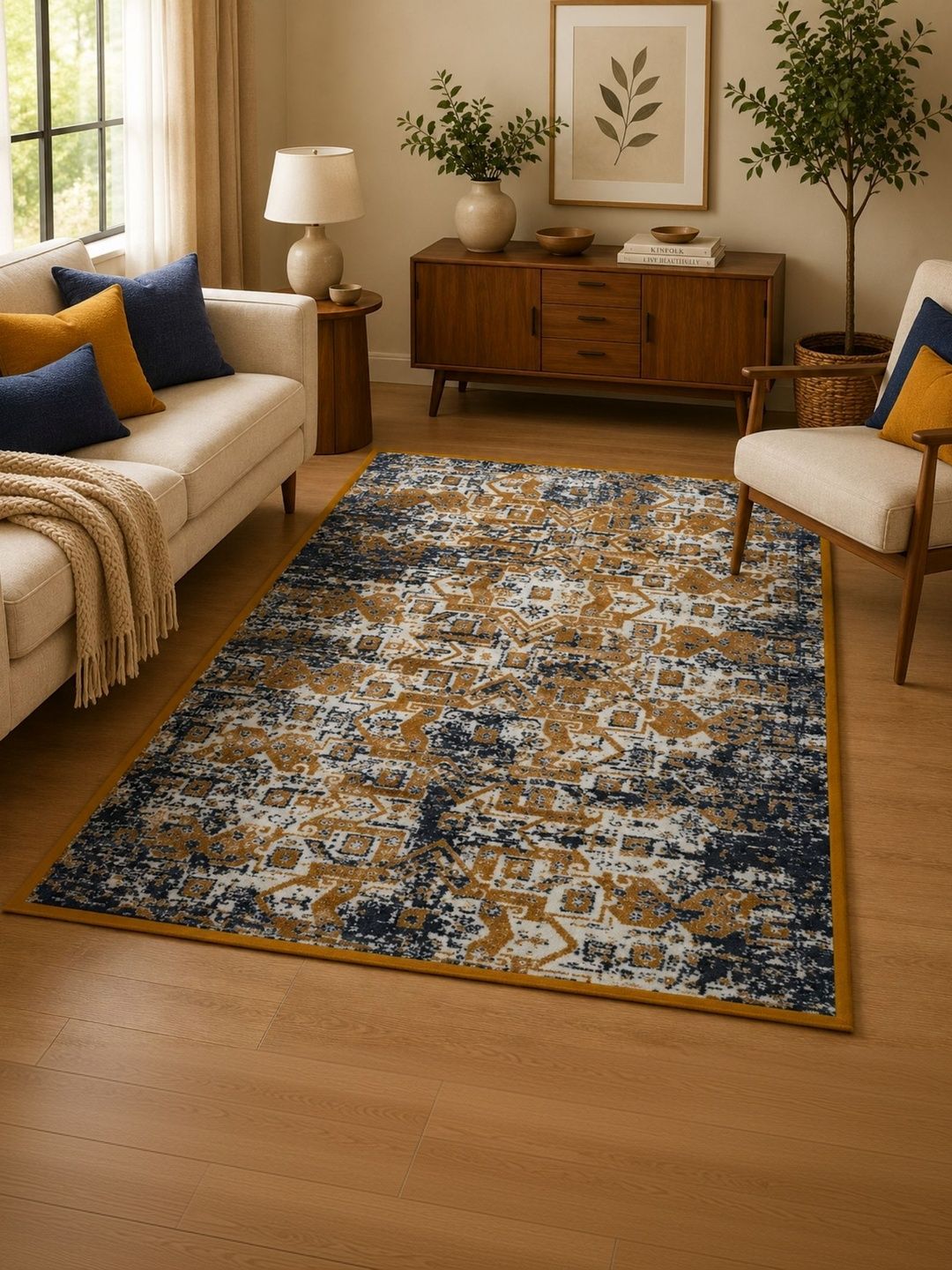 DECOVIA Camel Brown Abstract Anti-Skid Nylon Carpet-image-43