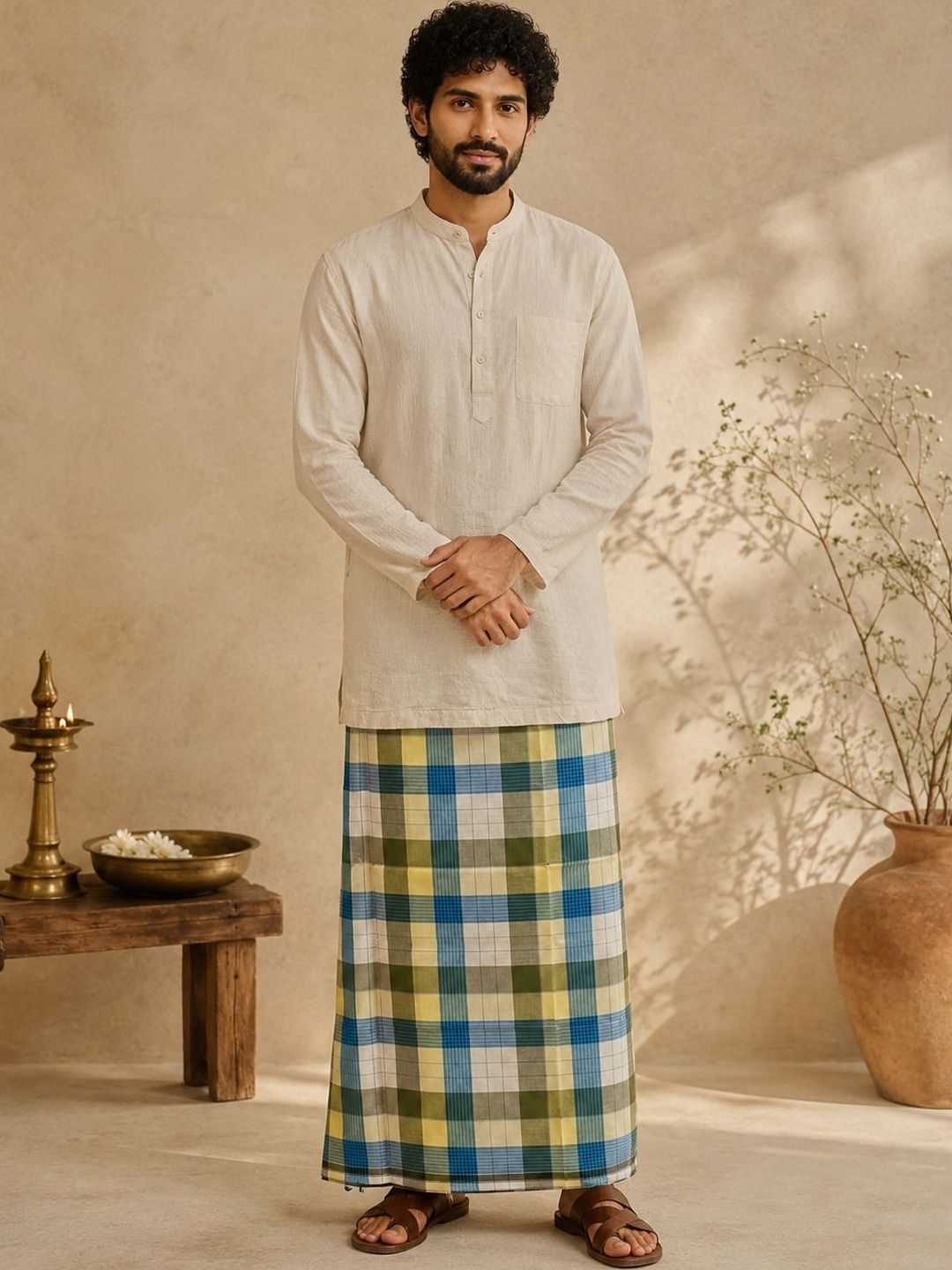 Sawariya handloom Men Checked Cotton Dhoti Dhotis-picture-21