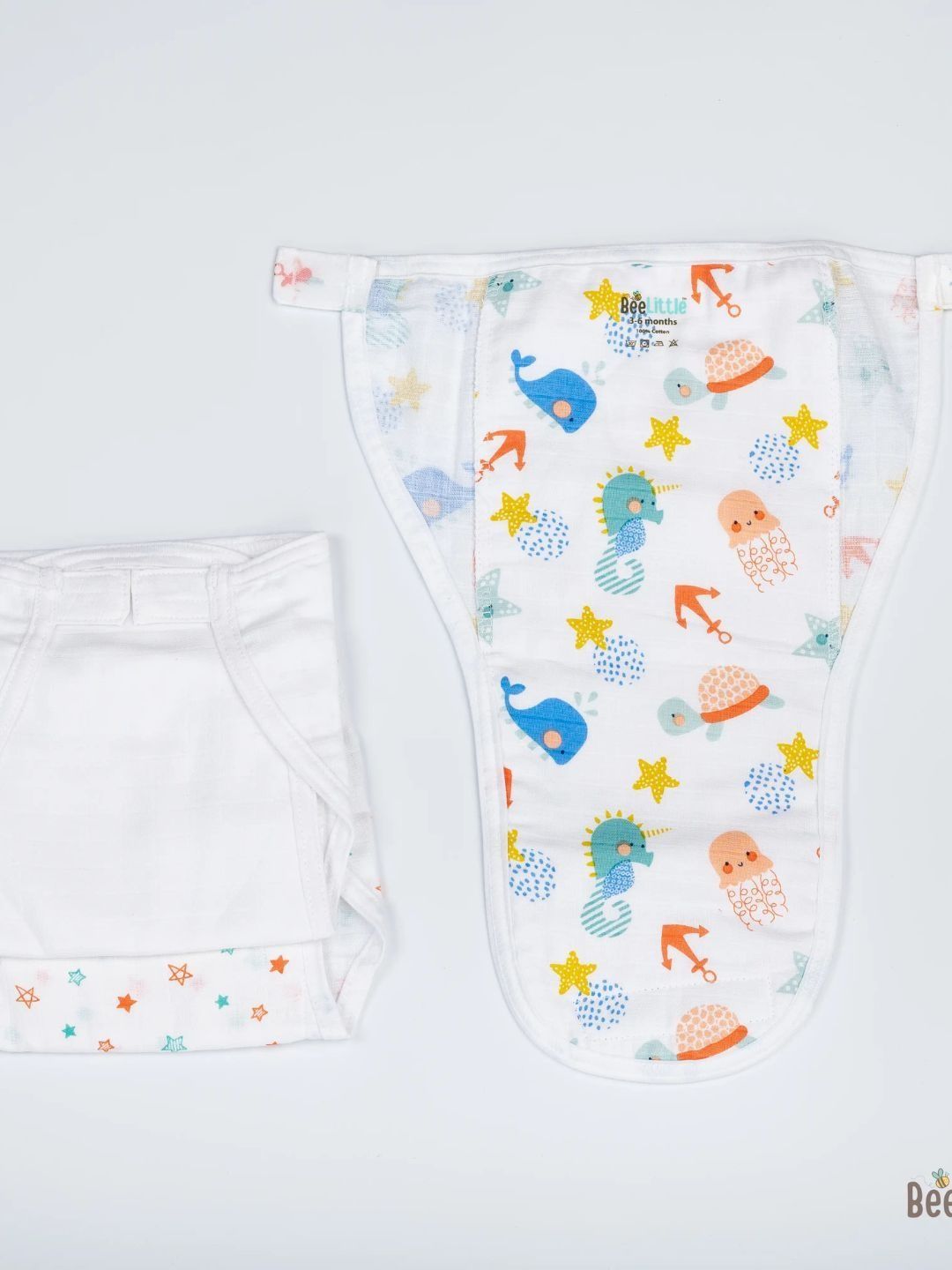 BeeLittle Set Of 3 Organic Stuffed Muslin Velcro Nappy-picture-15