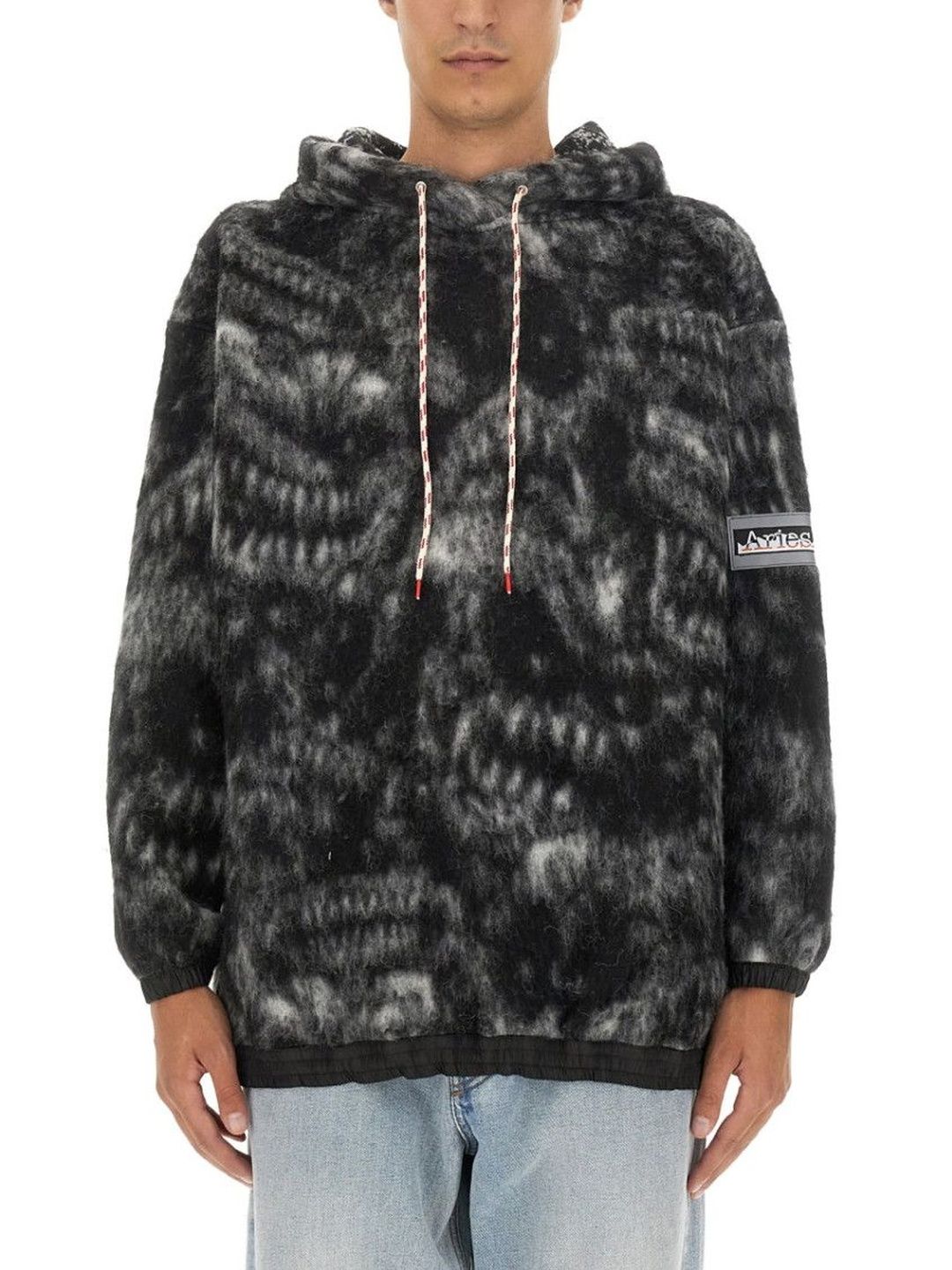 aries Black Abstract Relaxed Hoodie-picture-47