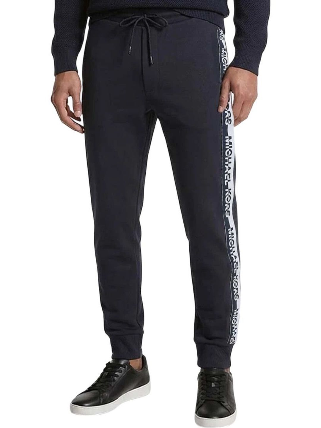 Navy Blue Logo Tape Joggers-image-26