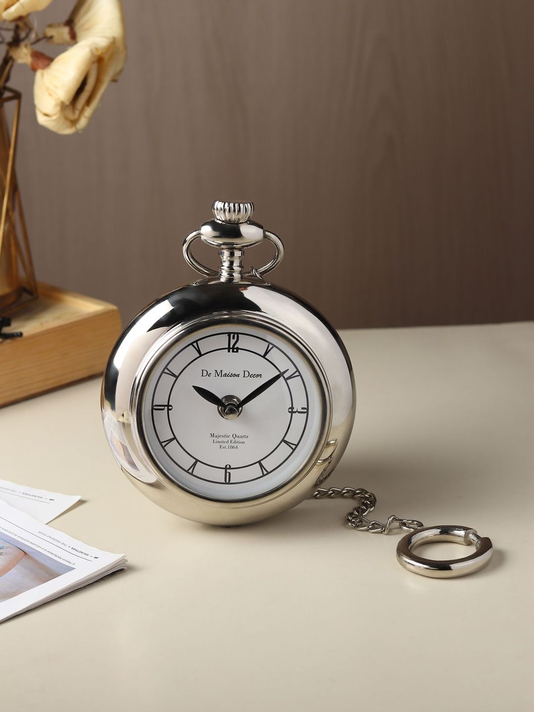 Decor de Maison Silver-Toned Contemporary Table Clock-image-48