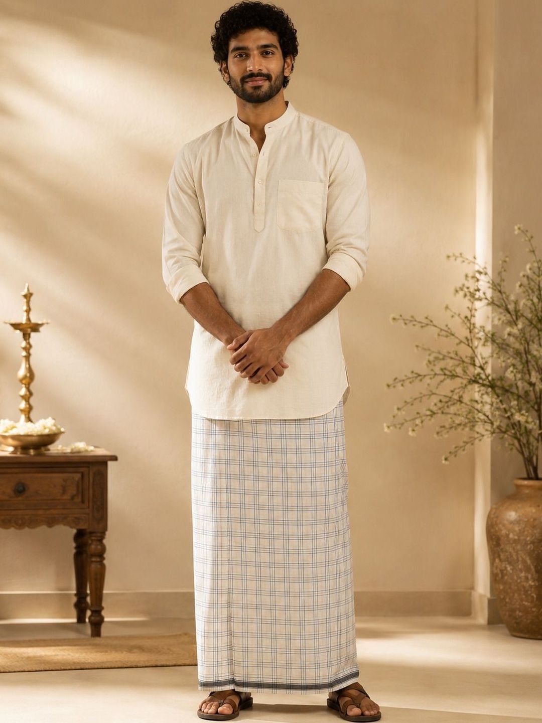 Sawariya handloom Men Checked Cotton Dhoti Dhotis-picture-47