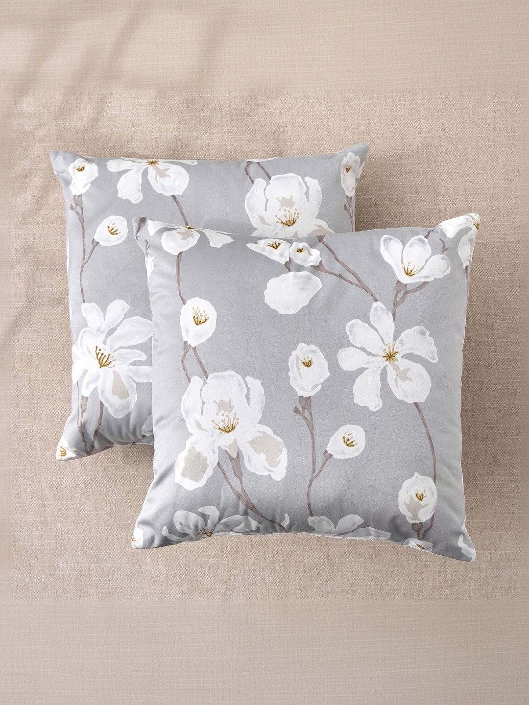 Home Centre 2-Pcs Grey Printed Pre-Filled Square Cushions-picture-23