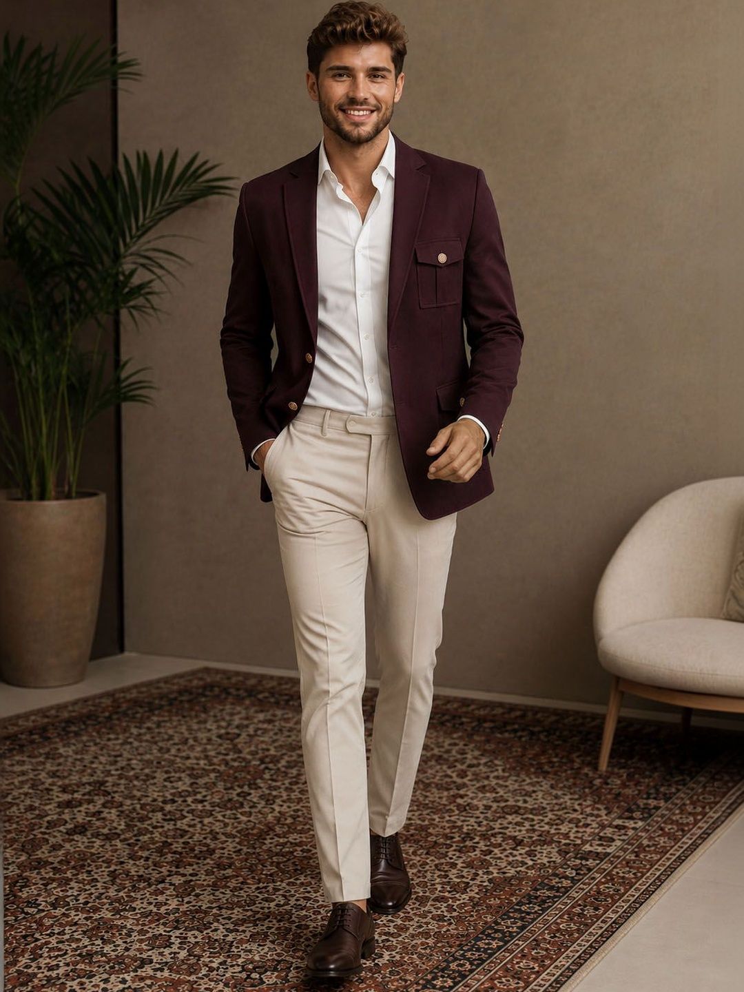 House of Pataudi Notched Lapel Single-Breasted Relaxed Fit Blazers-picture-28