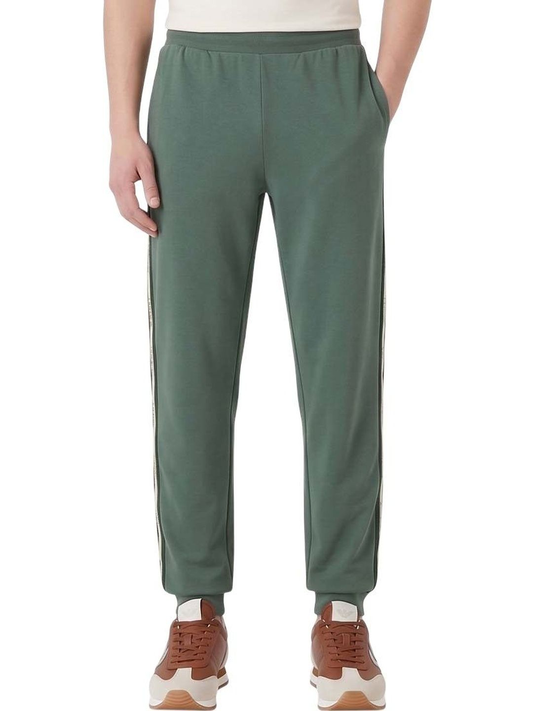 Green Cotton Logo Jogger-image-3