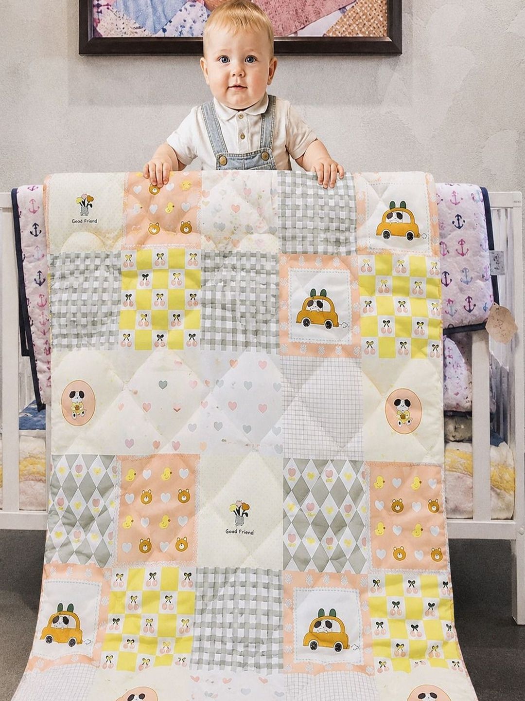Aura Peach-Coloured Cartoon Characters Microfiber Mild Winter 150 GSM Quilt-image-31