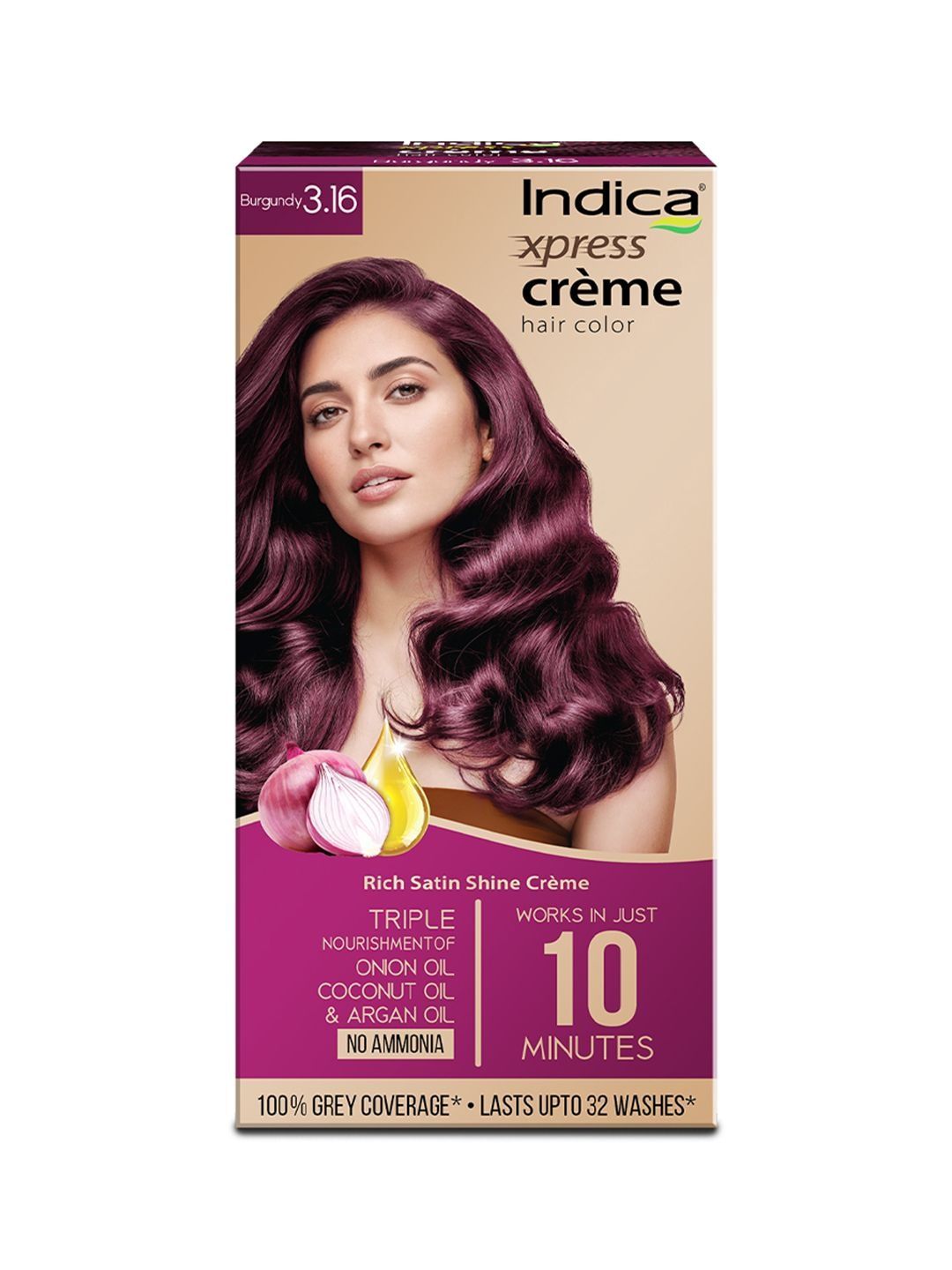 Indica Xpress Creme Hair Color Burgundy Grey Coverage With Gloves 135ml-picture-31