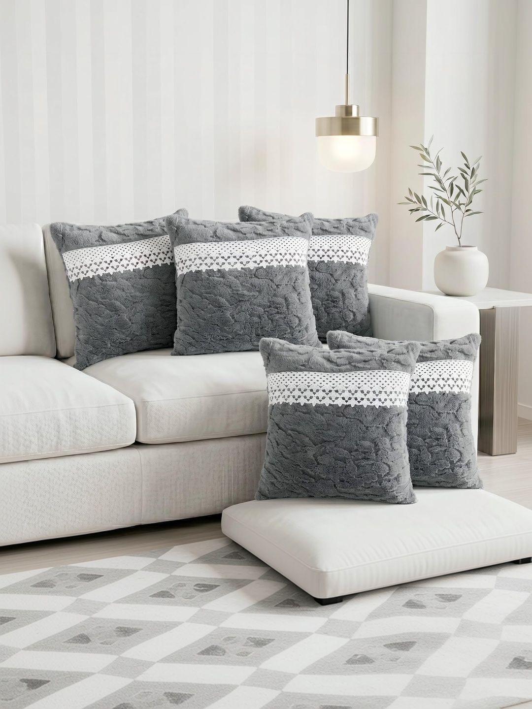 RD TREND Grey Set of 5 Square Cushion Covers-picture-25
