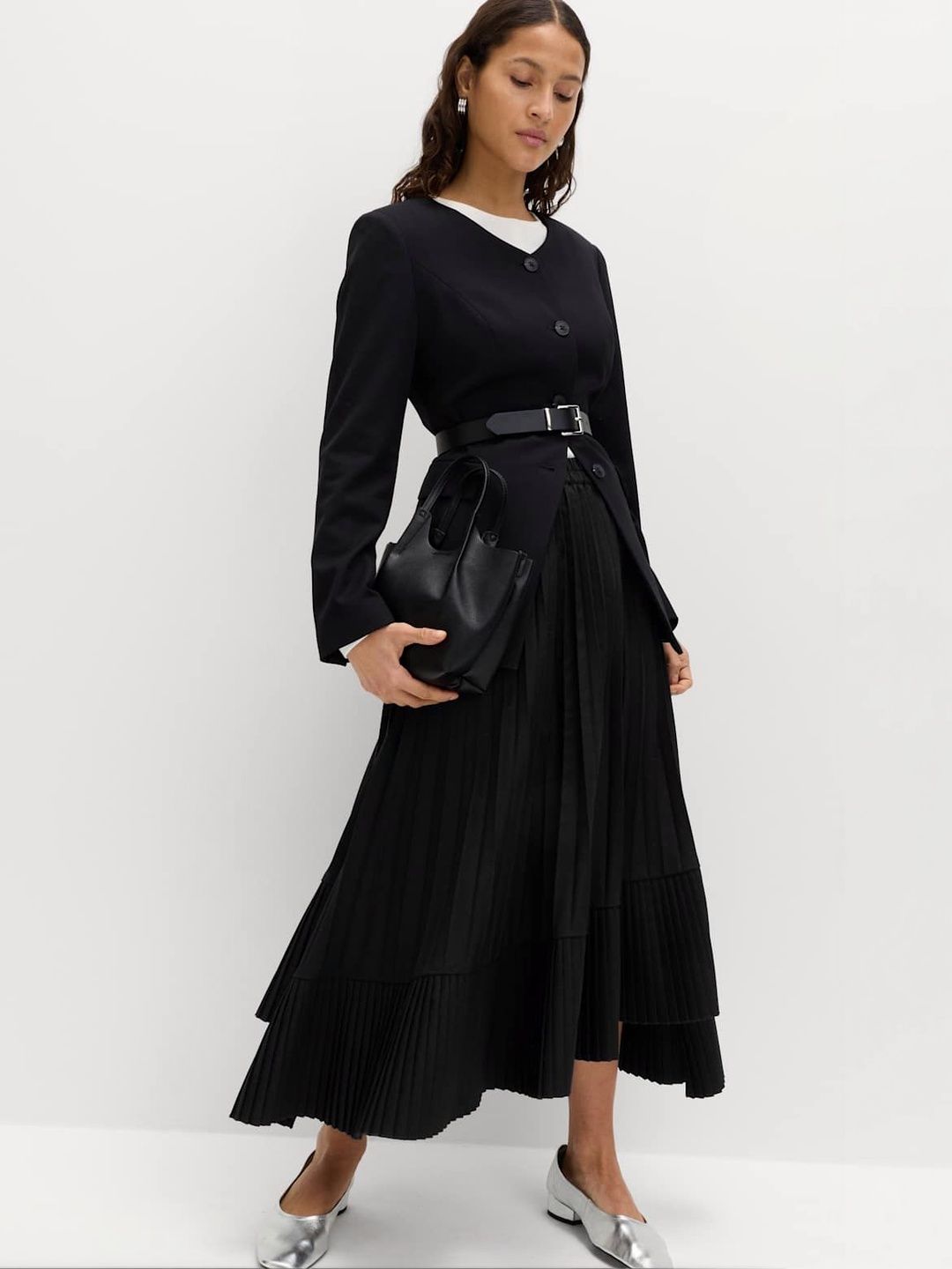 Marks & Spencer Women Accordion Pleated Midi A-Line Skirt-picture-17