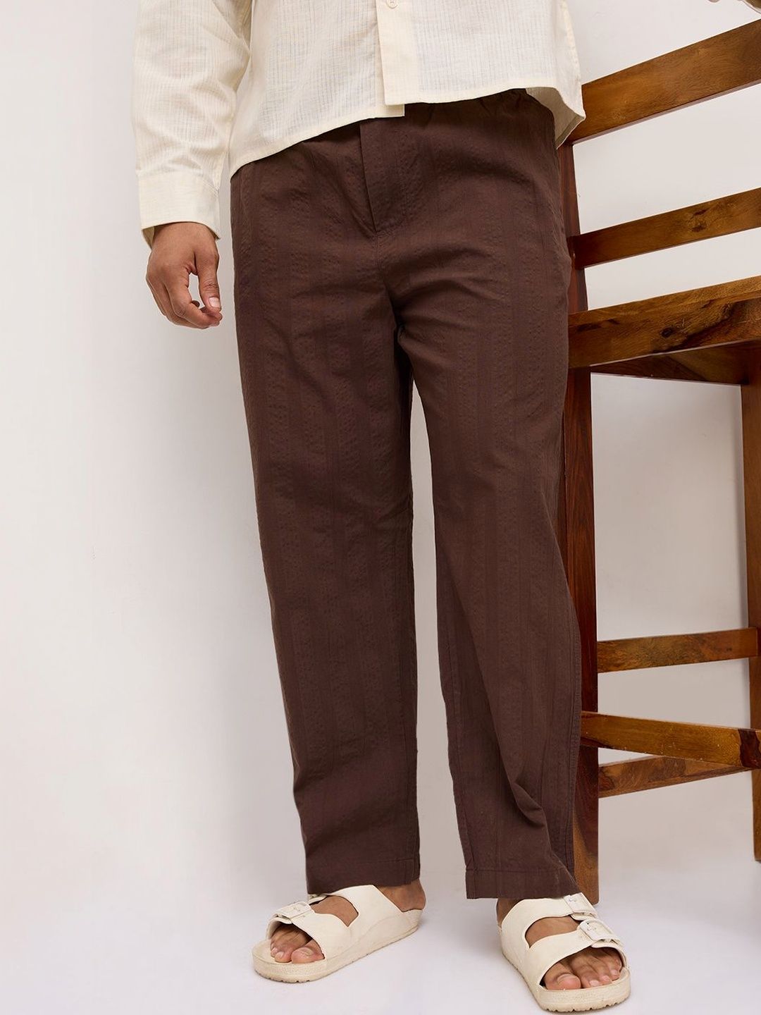 VASTRADO Men Striped Tapered Fit Trousers-picture-27