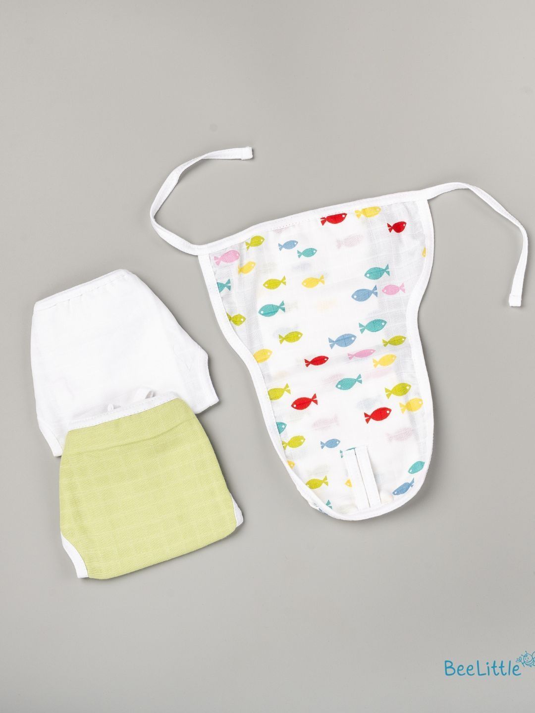 BeeLittle Set Of 3 Organic Stuffed Muslin Velcro Nappy-picture-18