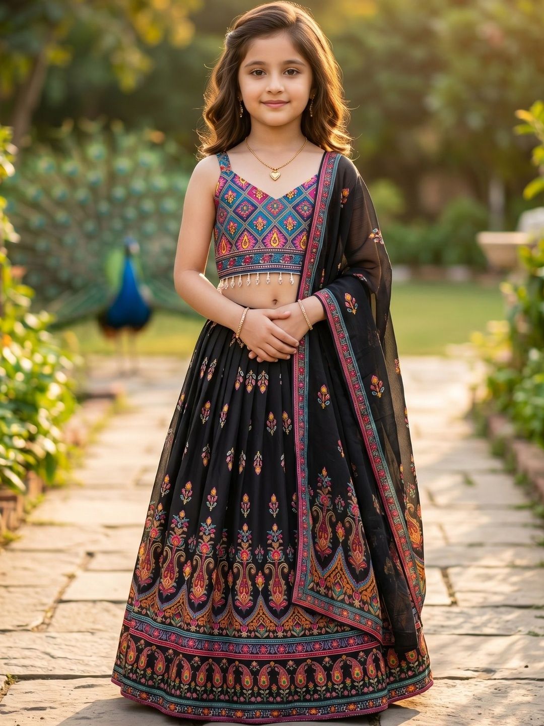 KALINI Girls Printed Ready to Wear Lehenga & Blouse With Dupatta-image-33