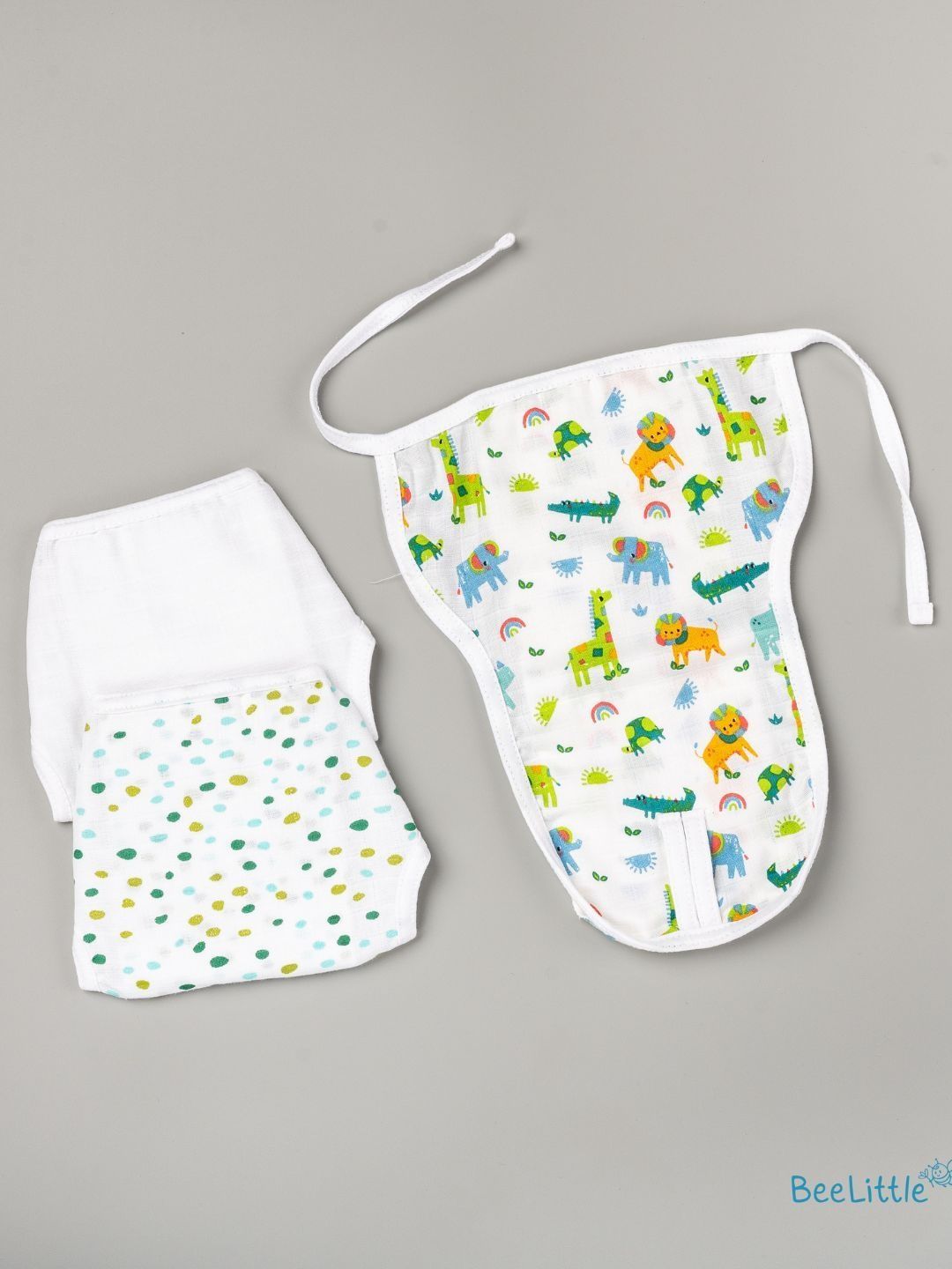 BeeLittle Set Of 3 Organic Stuffed Muslin Velcro Nappy-picture-20