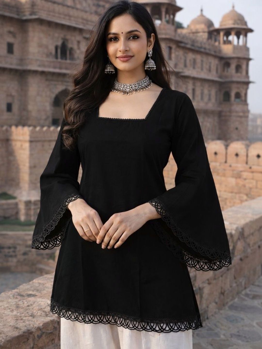 Moda Rapido Square Neck Flared Sleeves Kurti-image-32