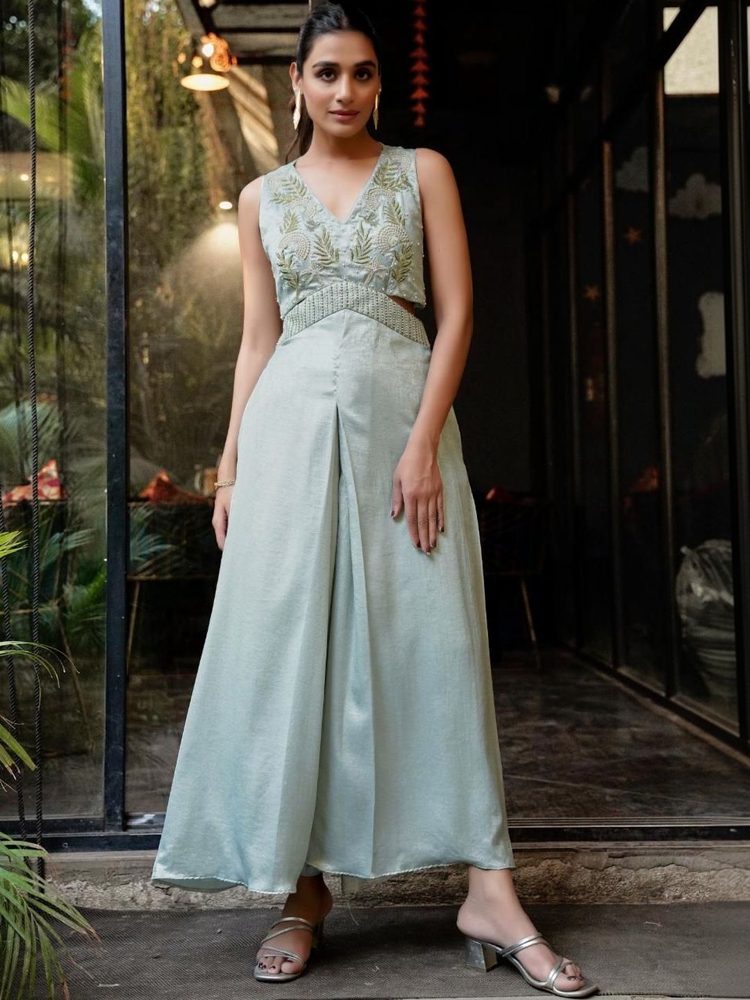 RIZABELLA Embroidered Cutout Waist Jumpsuit-picture-53