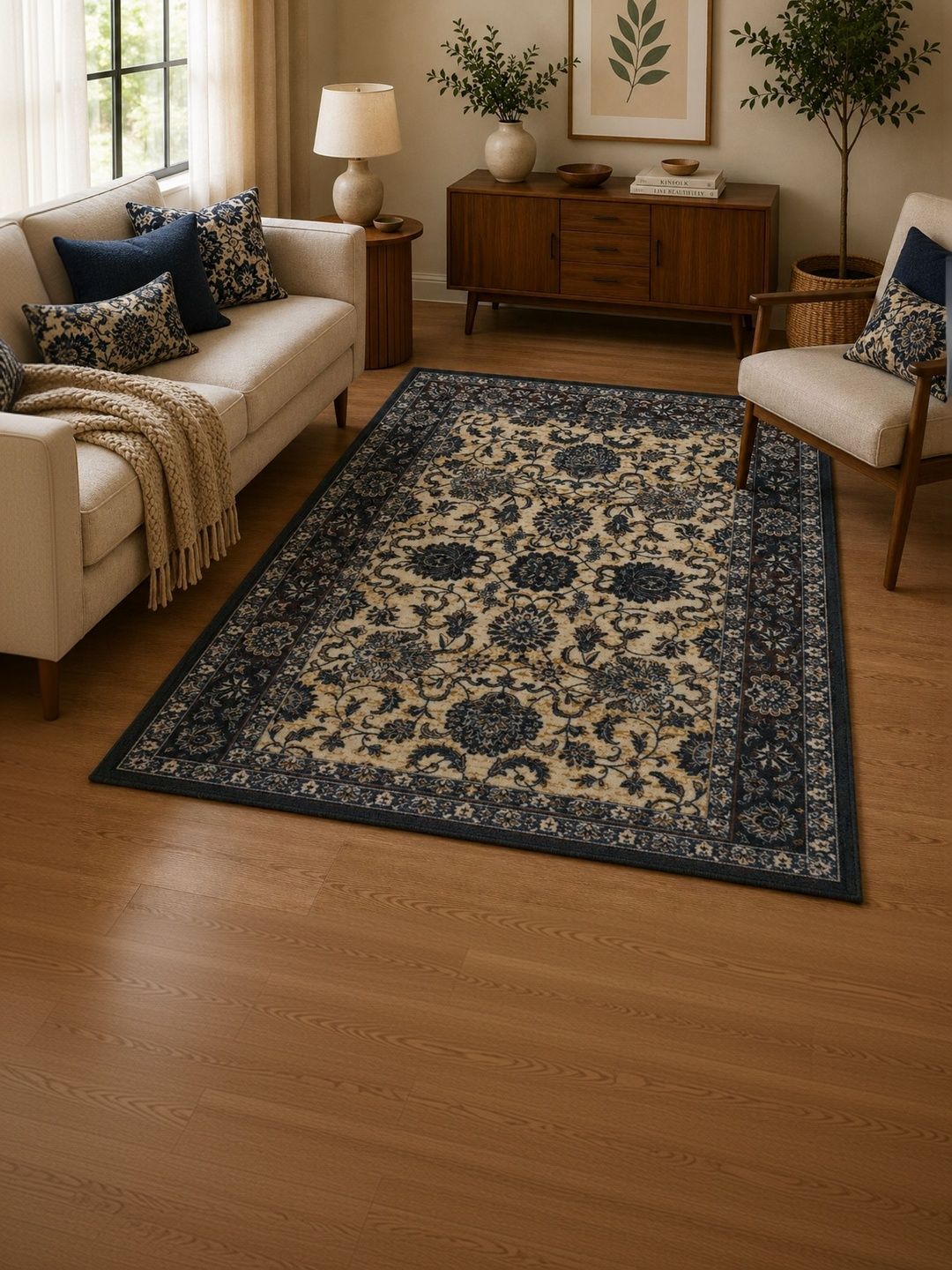 DECOVIA Charcoal Floral Anti-Skid Nylon Carpet-picture-39