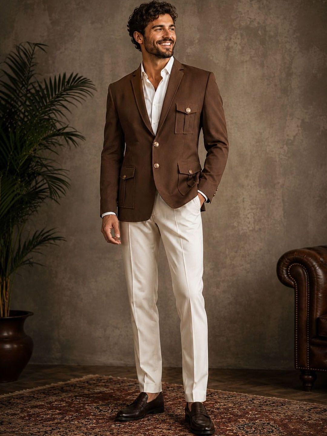 House of Pataudi Notched Lapel Single-Breasted Relaxed Fit Blazers-image-26