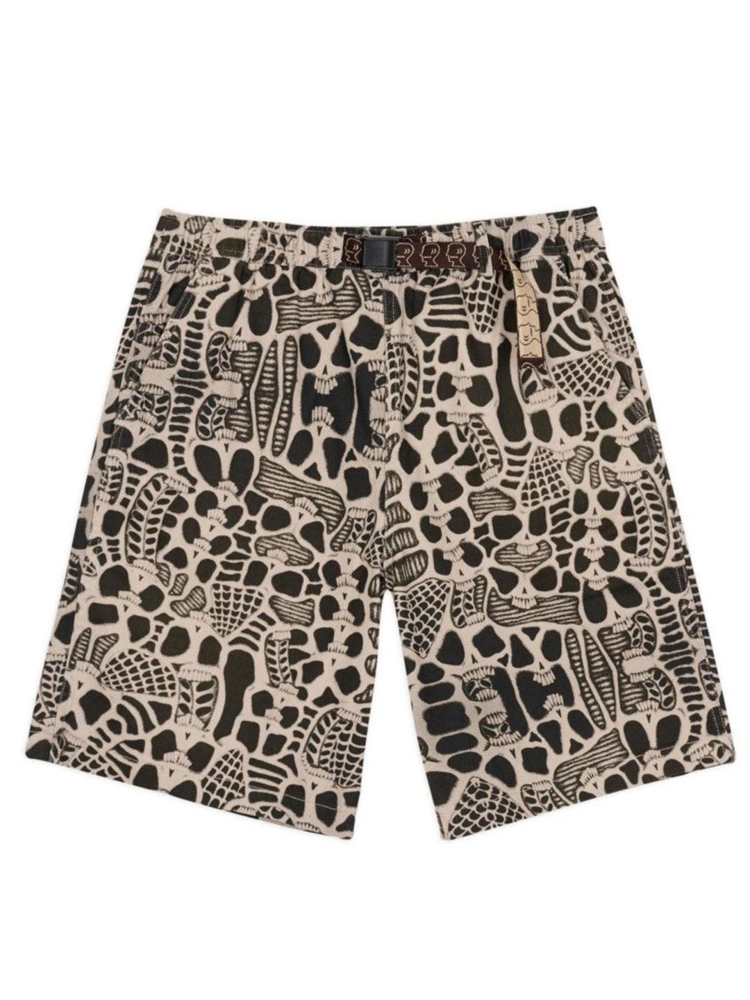 Beige Skull Printed Shorts-image-4