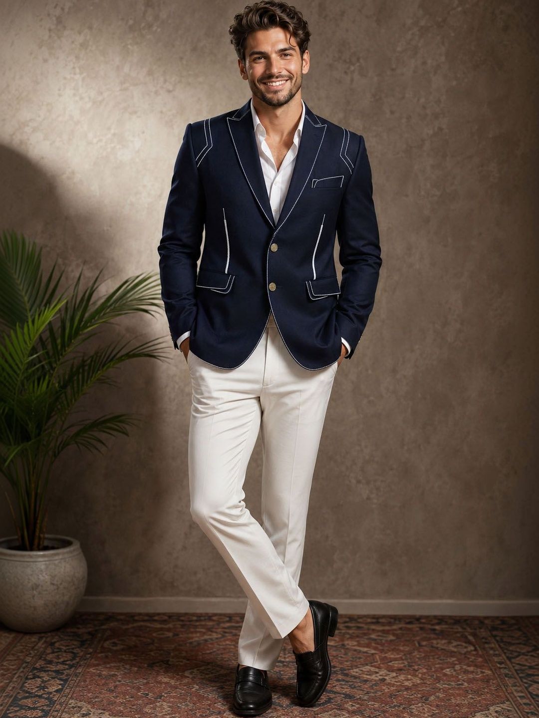 House of Pataudi Notched Lapel Single-Breasted Relaxed Fit Blazers-picture-41