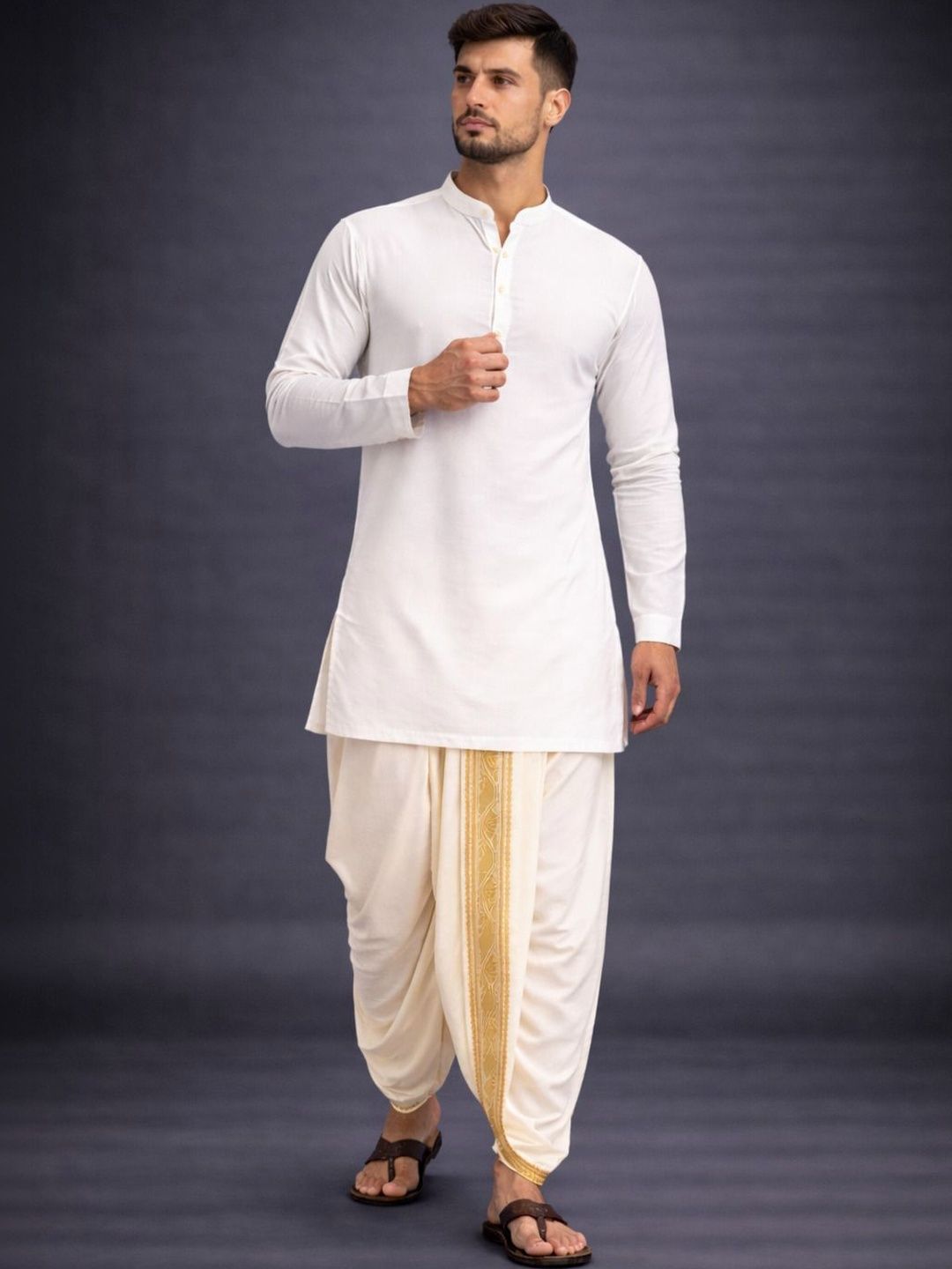 Shree shyam Handloom Men Embroidered Dhoti Dhotis-image-14