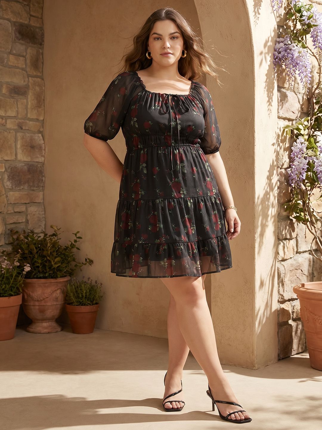 Sztori Plus Size Floral Printed A-Line Dress-picture-33