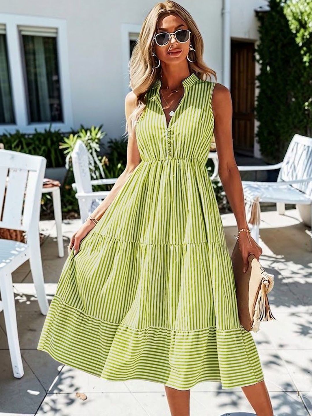 Oomph! Striped A-Line Midi Dress-picture-39