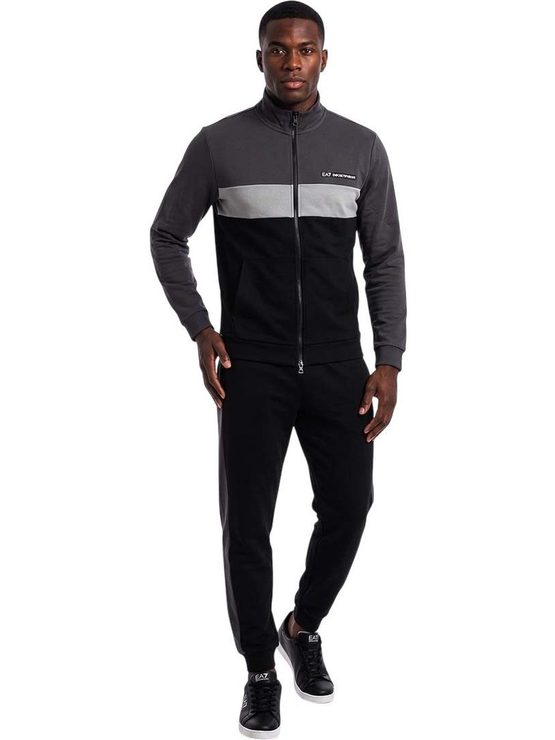 ea7 emporio armani Black Cotton Color Block Tracksuit-picture-24