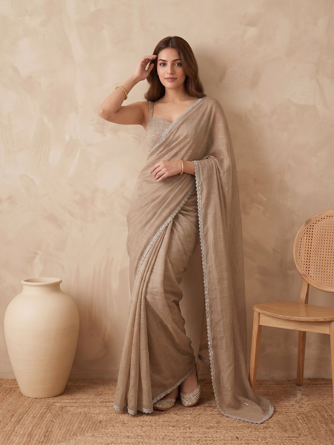 KALINI Embellished Sequinned Organza Heavy Work Saree-picture-23