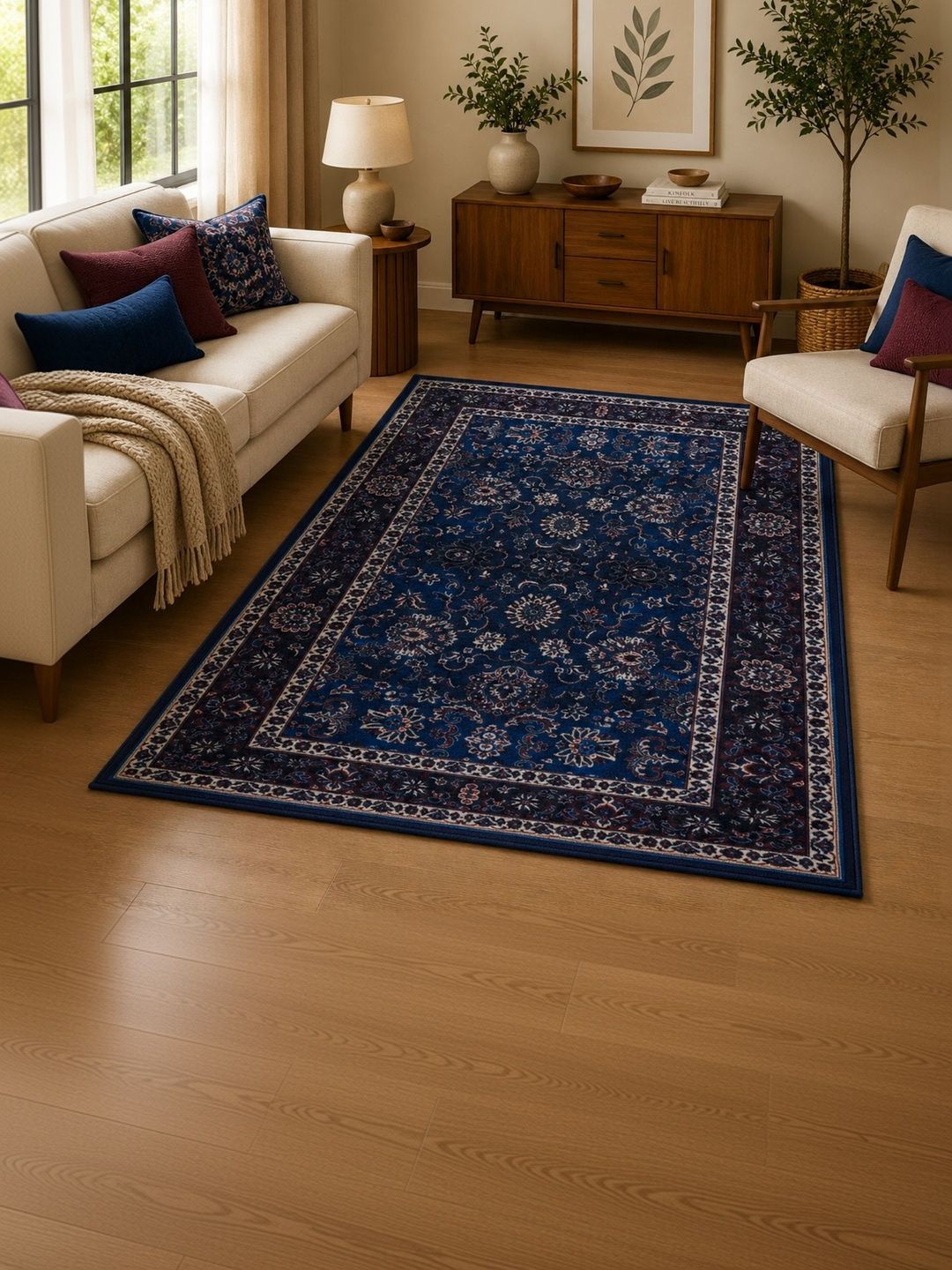 DECOVIA Navy Blue Traditional Anti-Skid Nylon Carpet-image-40