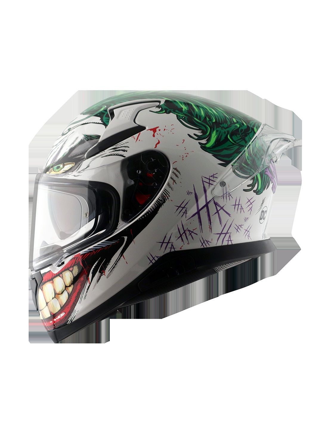 Axor Apex DC Joker White Green Helmet With Clear Visor and Extra Irridium Blue Visor-M-image-14