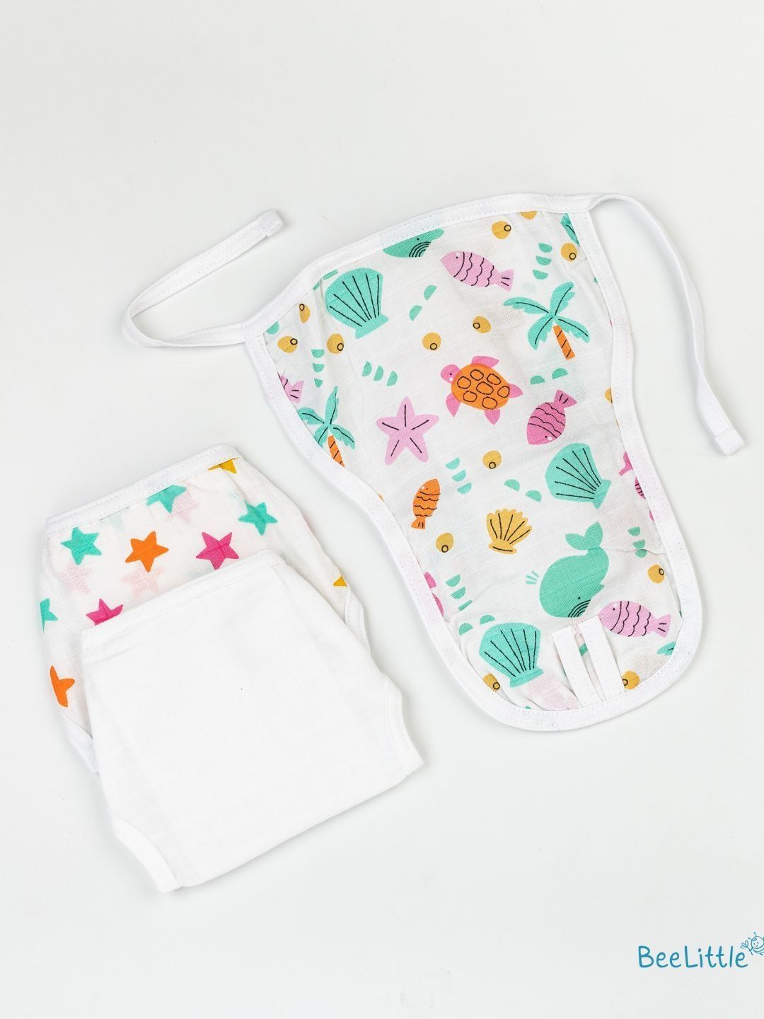 BeeLittle Infants Set Of 3 Sea Shell Printed Nappies-picture-12