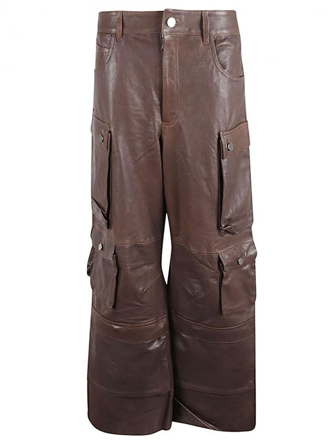 fermas.club Brown Leather cargo pants-picture-19