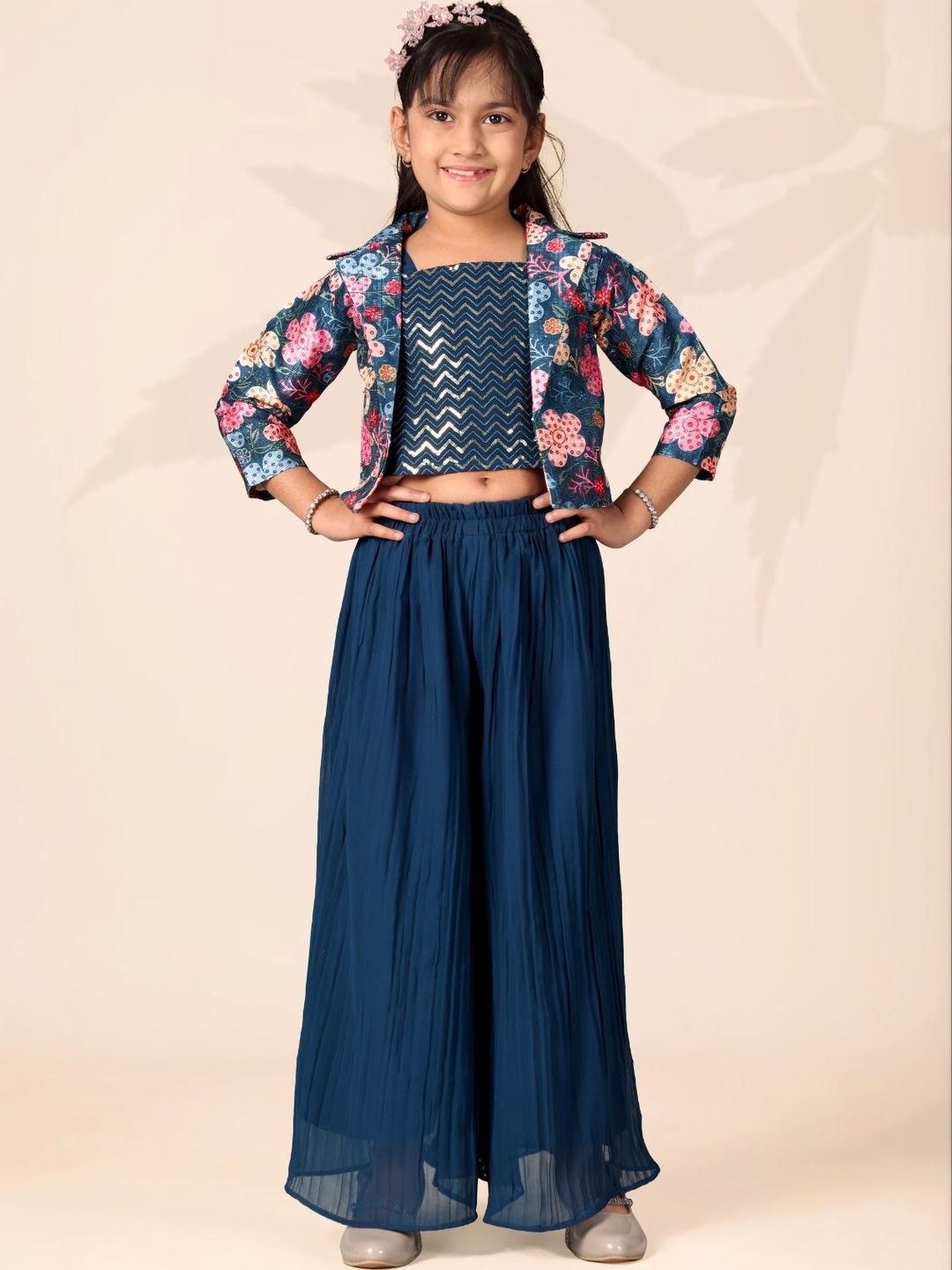 UFB Girls Floral Printed Regular Top with Palazzos-picture-11