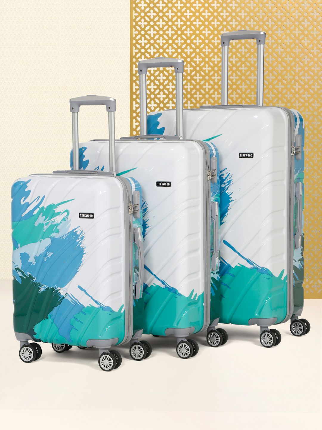 Teakwood Leathers Set of 3 Printed Hard Sided Cabin Medium & Large Trolley Bag-picture-40