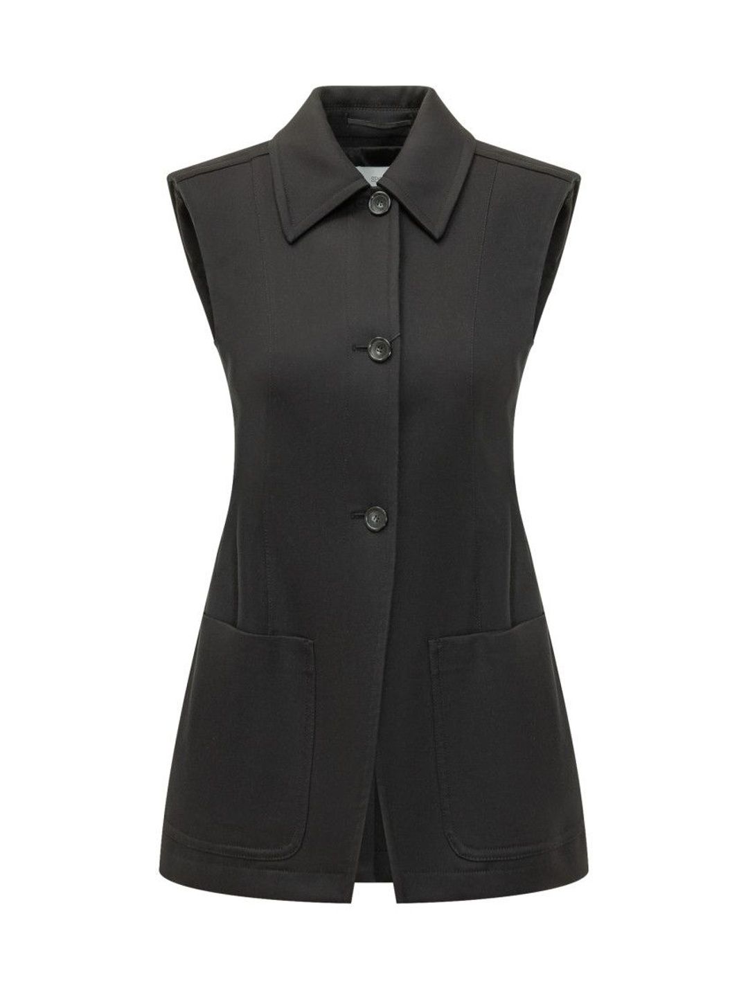 sportmax Black Shirt Collar Sleeveless Blazer-picture-21
