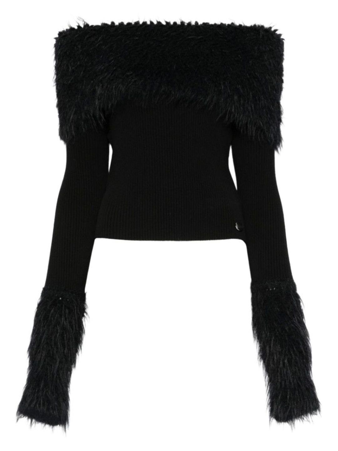 jean paul gaultier Black Textured Off Shoulder Sweater-picture-13
