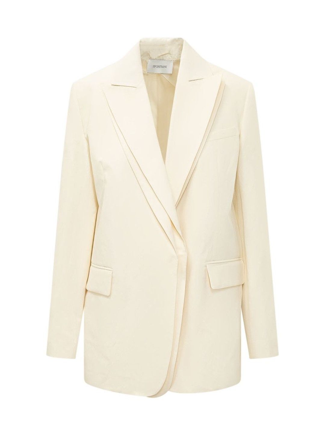 sportmax Off White Solid Notched Lapel Blazer-picture-12