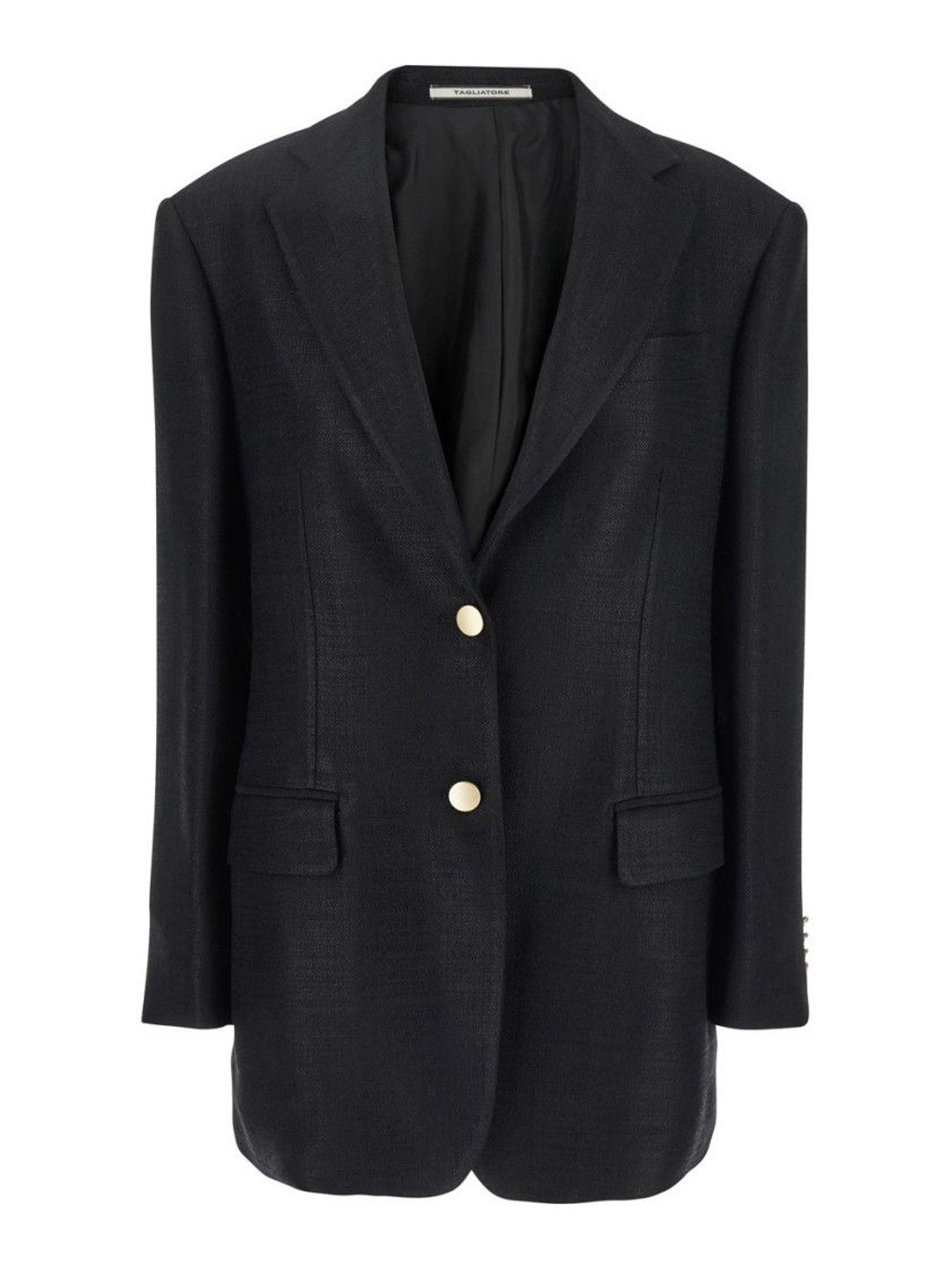 tagliatore Black Solid Notched Lapel Blazer-picture-26