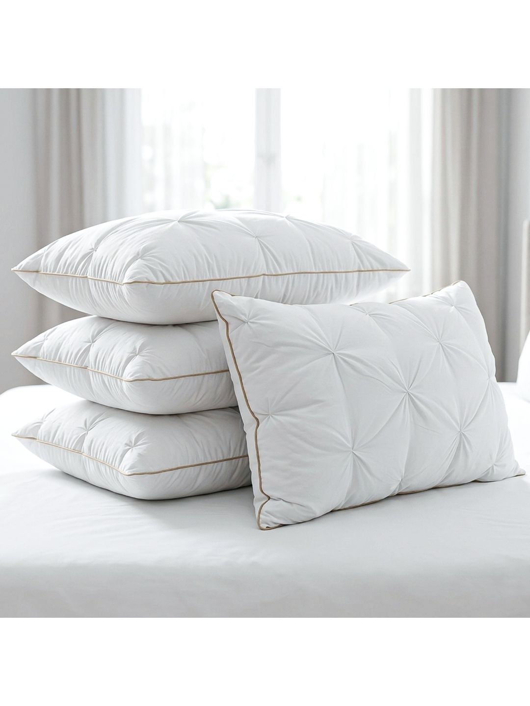 AYKA White Set of 4 Polyester Breathable Sleep Pillow-picture-31