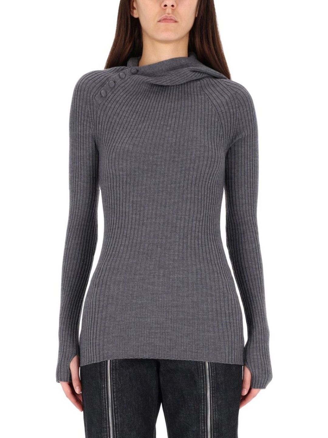 jean paul gaultier Grey Knitted Mock Collar Sweater-picture-54