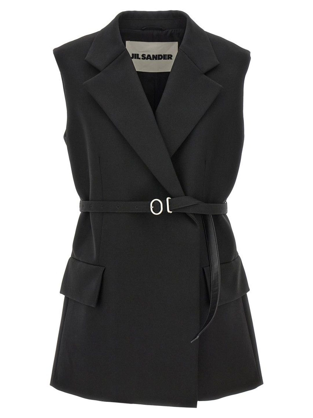 jil sander Black Belt Wool Vest-picture-29