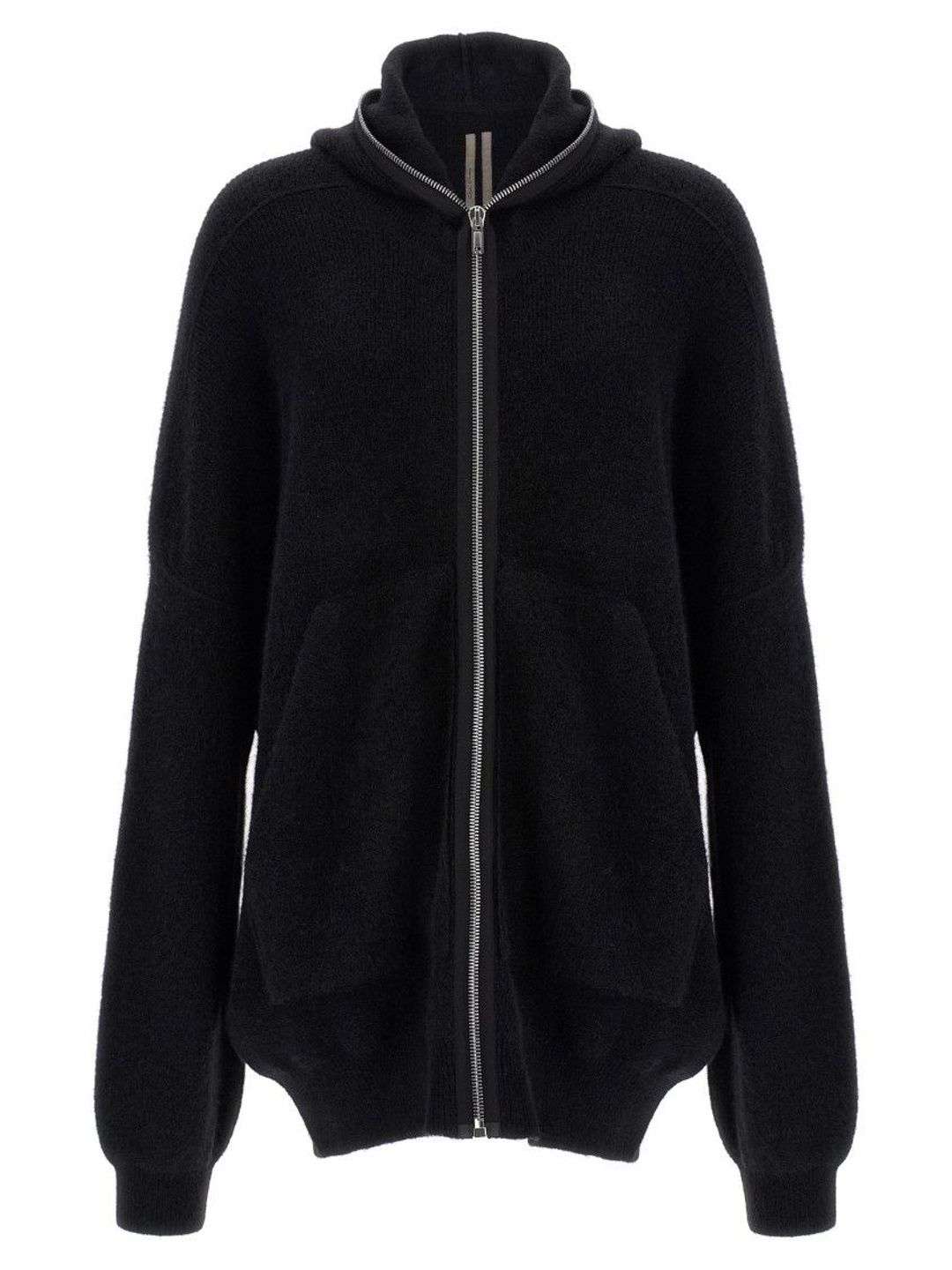 Black Hooded Wool Cardigan-image-46